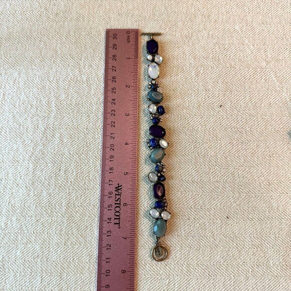 Loft Y2K Style Gemstone-Inspired Bracelet W/ Toggle Closure & Mixed Blue Stones - Picture 3 of 6